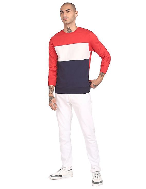 Flying Machine Crew Neck Colour Block Sweatshirt