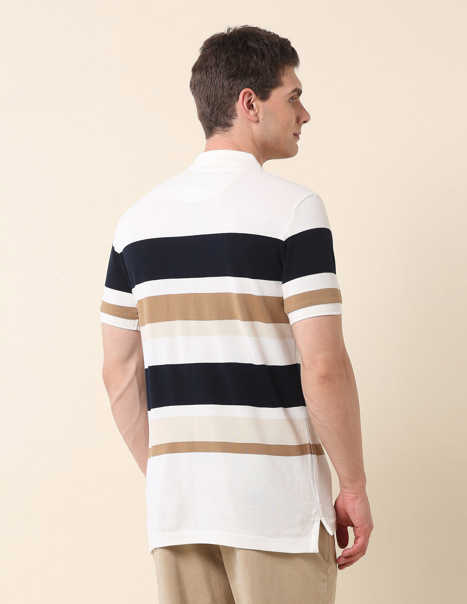U.S. Polo Assn. Horizontal Striped Gold Cup Polo Shirt