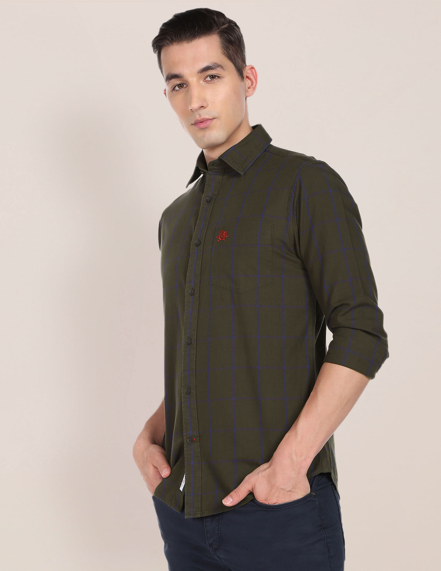 U.S. Polo Assn. Windowpane Check Premium Cotton Casual Shirt