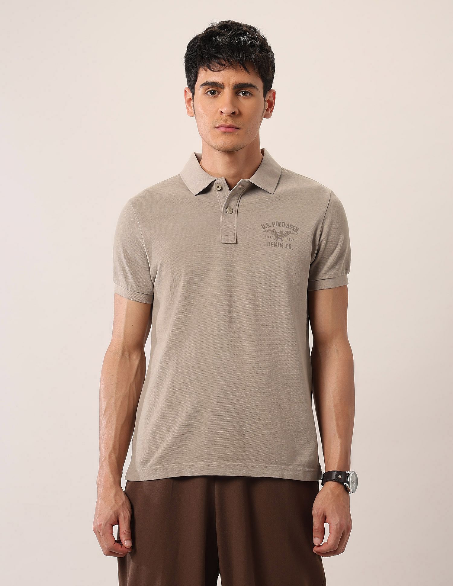 U.S. Polo Assn. Denim Co. Brand Printed Muscle Fit Polo Shirt