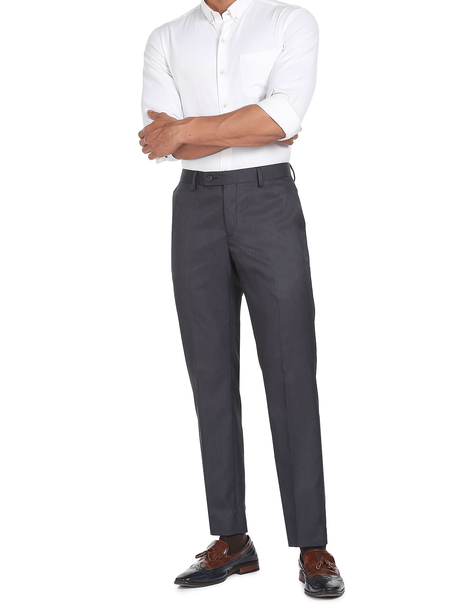 Buy Arrow White Cotton Regular Fit Trousers for Mens Online  Tata CLiQ