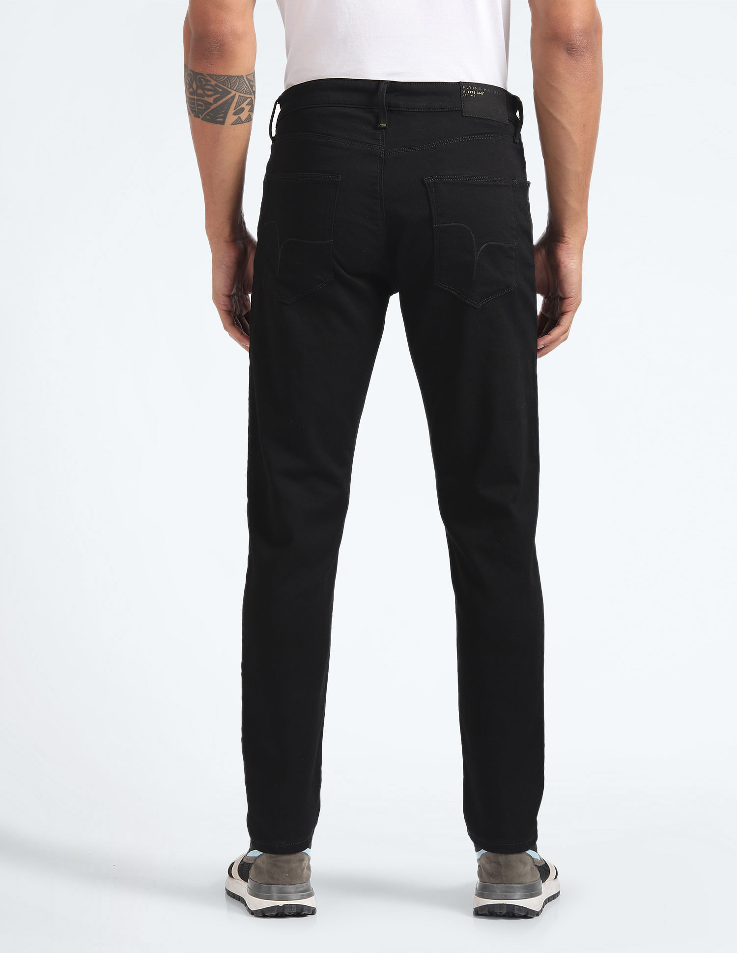 Flying Machine Mid Rise Slash Slim Tapered Jeans