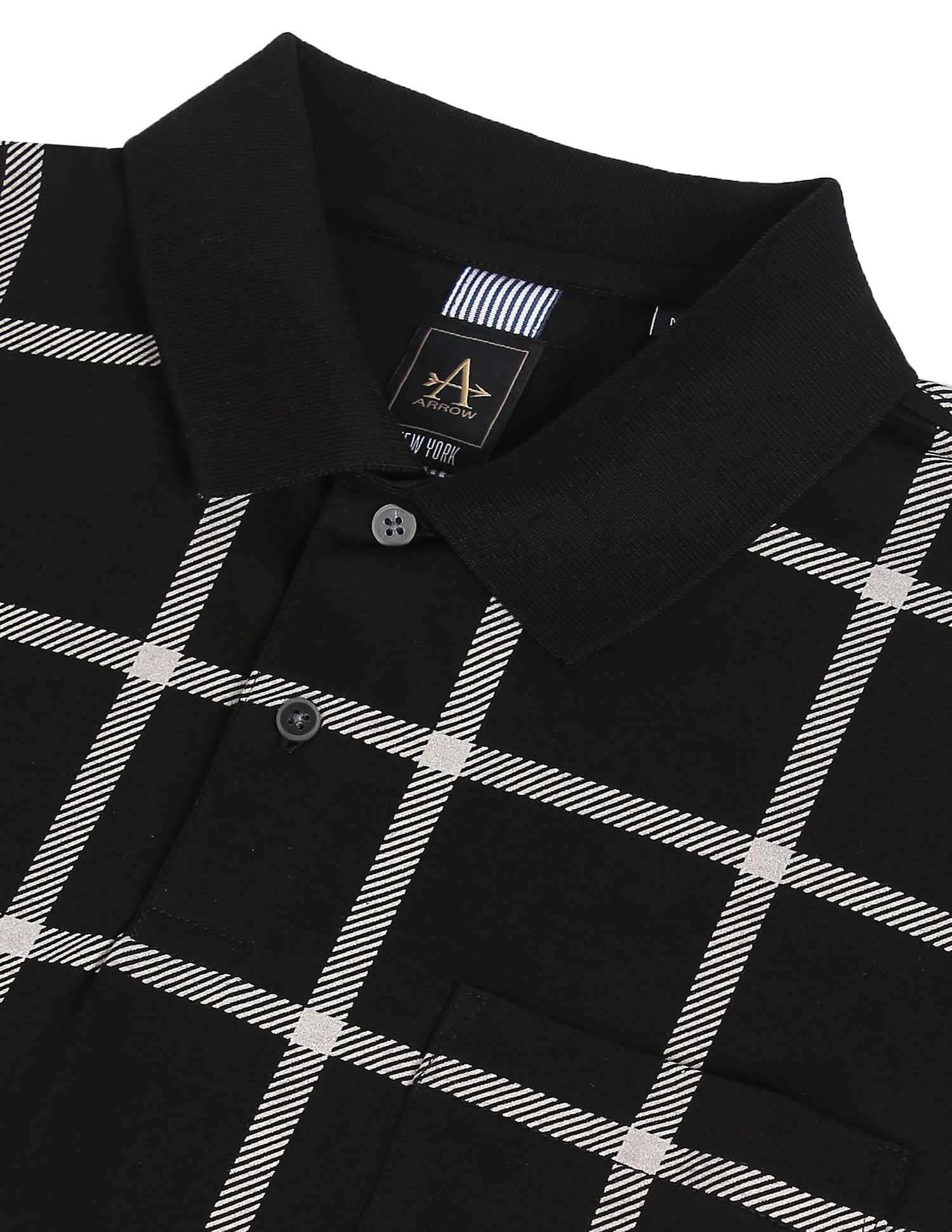 checkered polo black and white