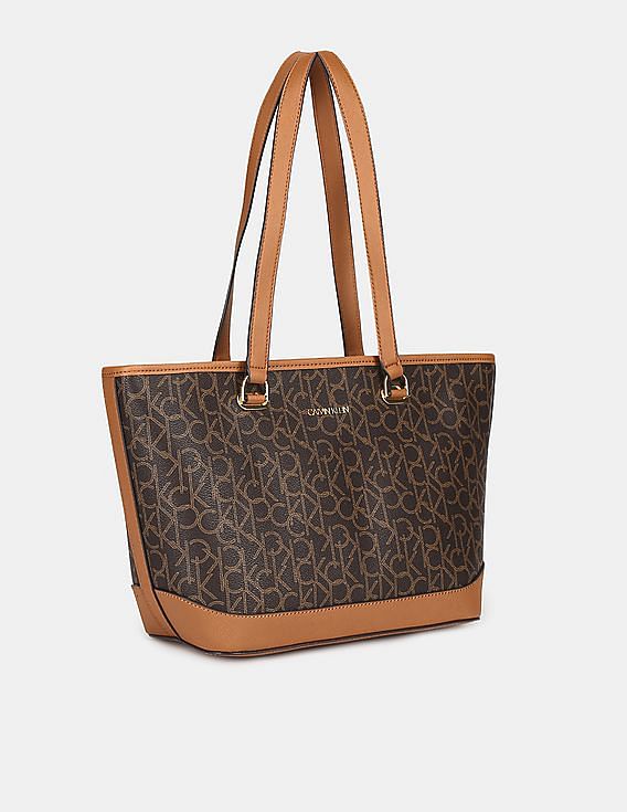 Buy Calvin Klein Women Brown Monogram Print Mercy Tote NNNOW