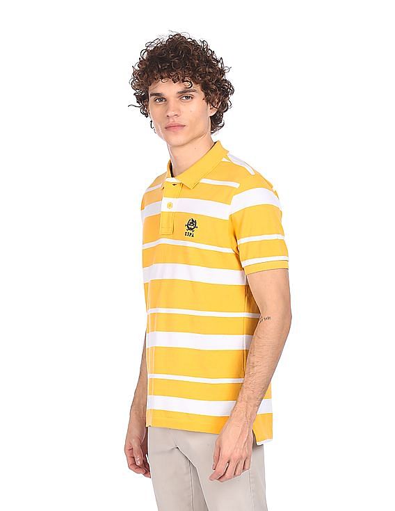 U.S. Polo Assn. Men Yellow Striped Polo Shirt