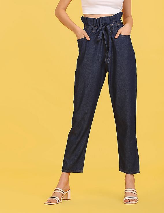 Flying Machine Women High Rise Boyfriend Fit Rinsed Jeans