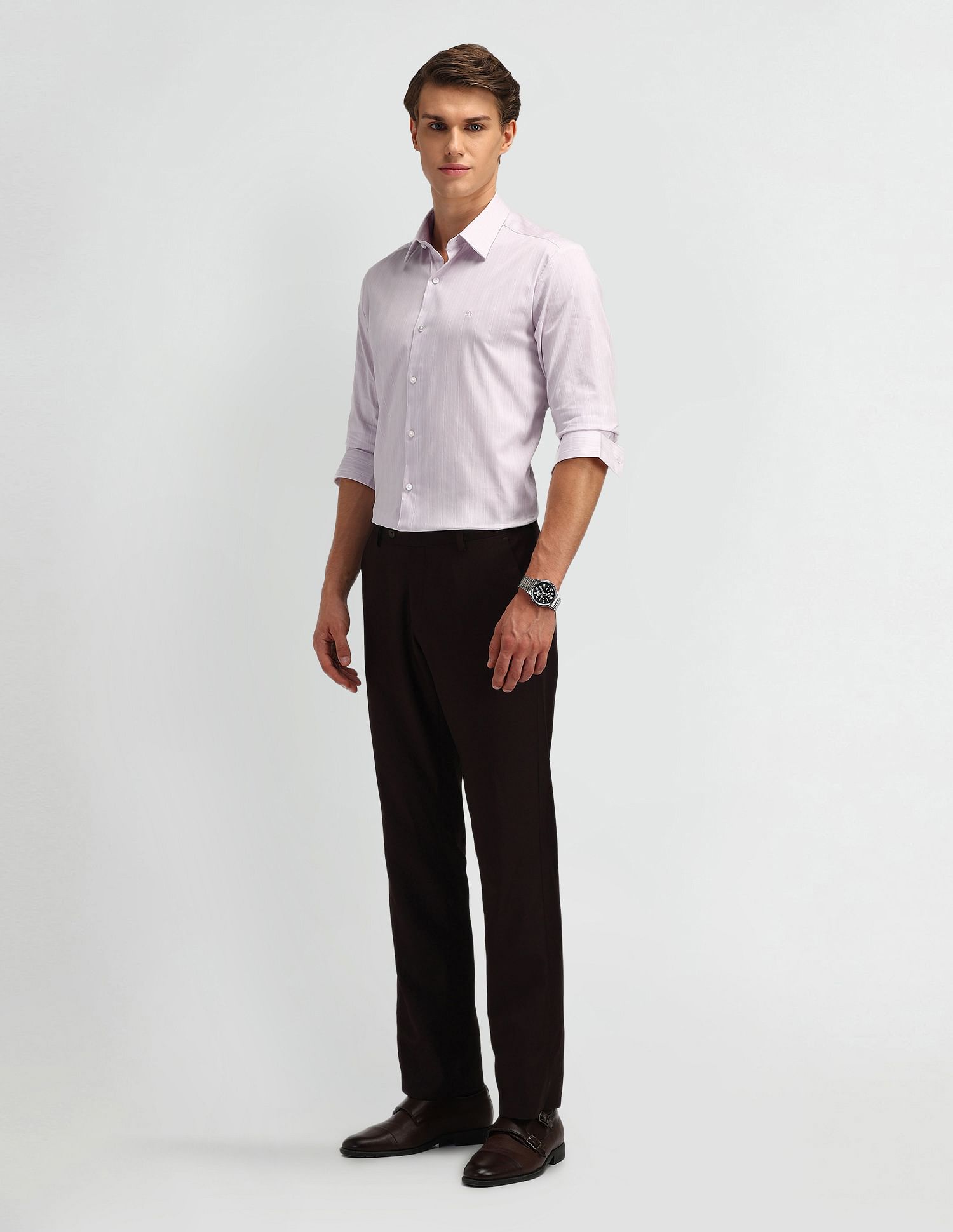 Arrow Newyork Pinstriped Slim Fit Shirt