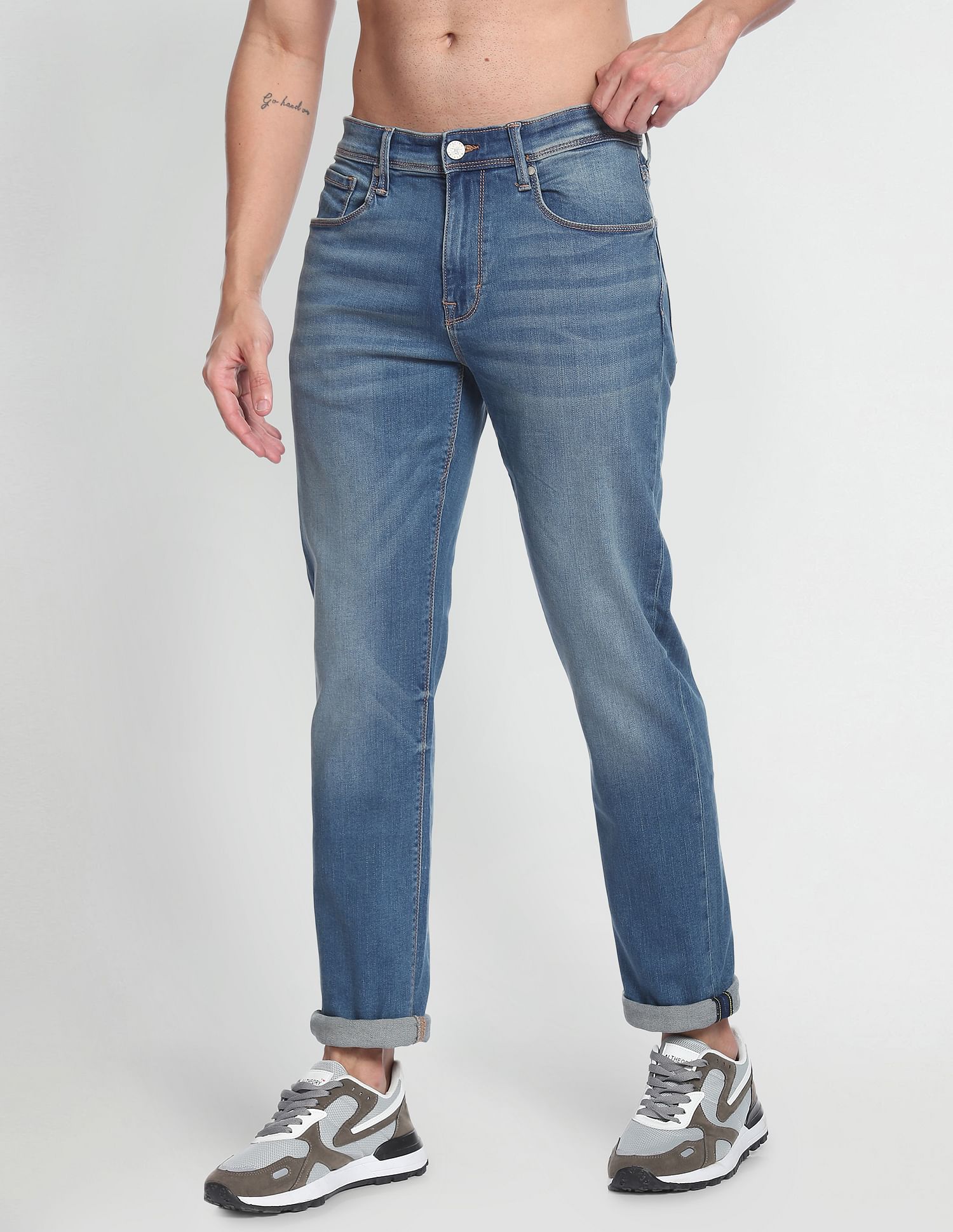 Flying Machine Slim Straight Fit Stone Wash Luxe Jeans