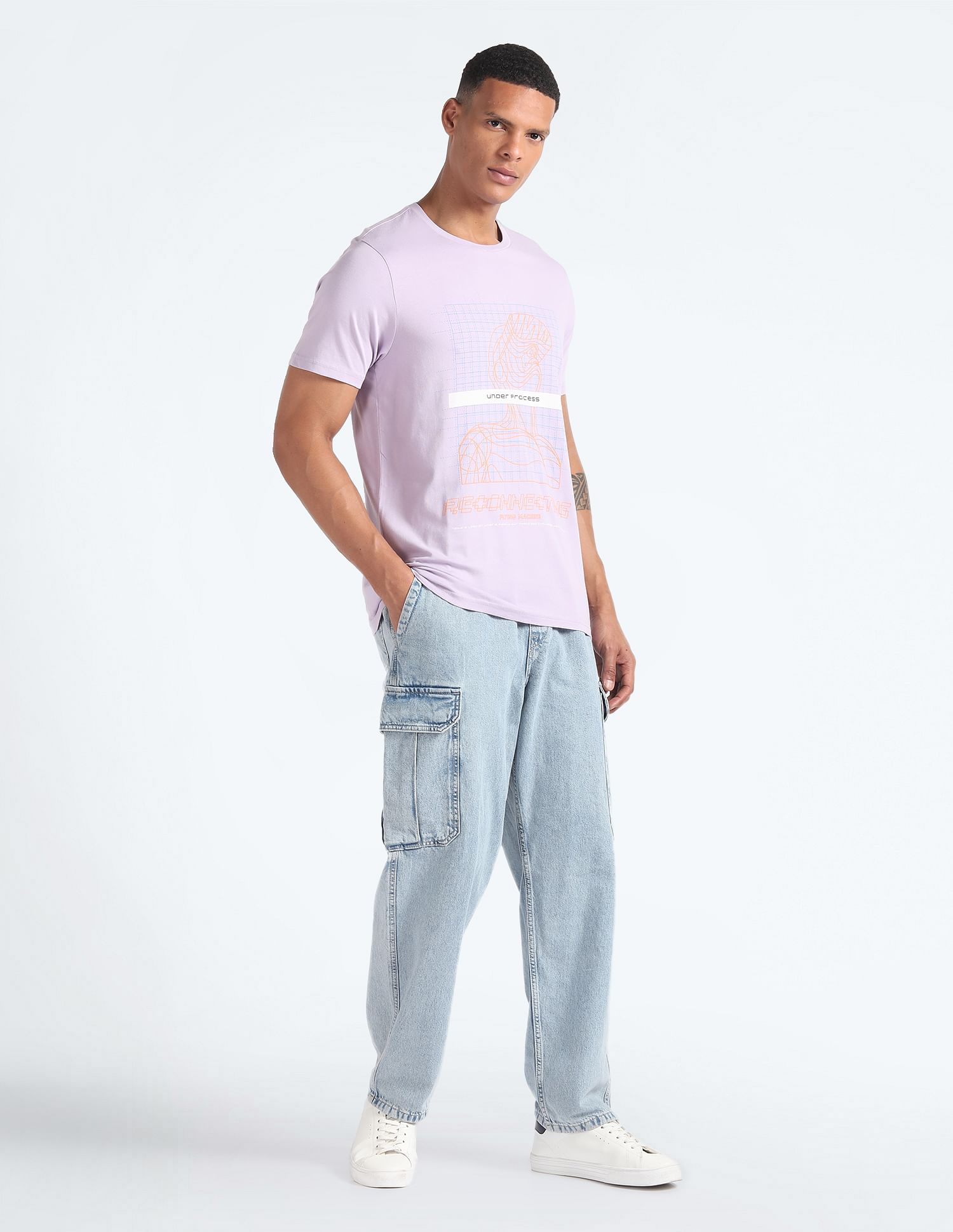 Flying Machine Graphic Print Cotton T-Shirt