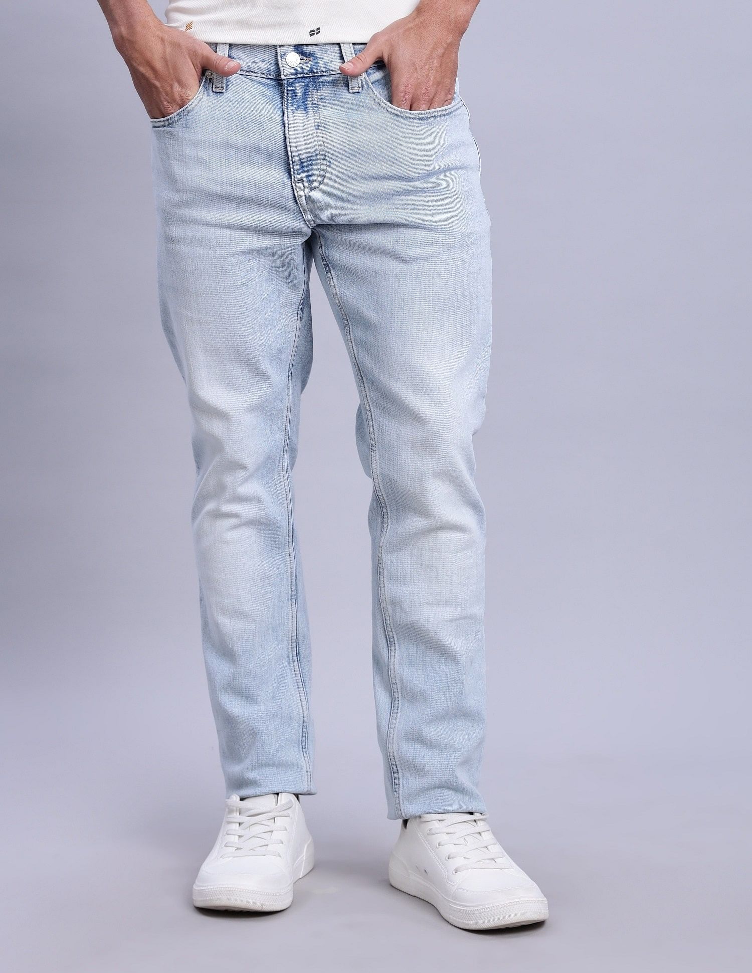 Tommy Hilfiger Light-Wash Slim-Fit Mid Rise Jeans