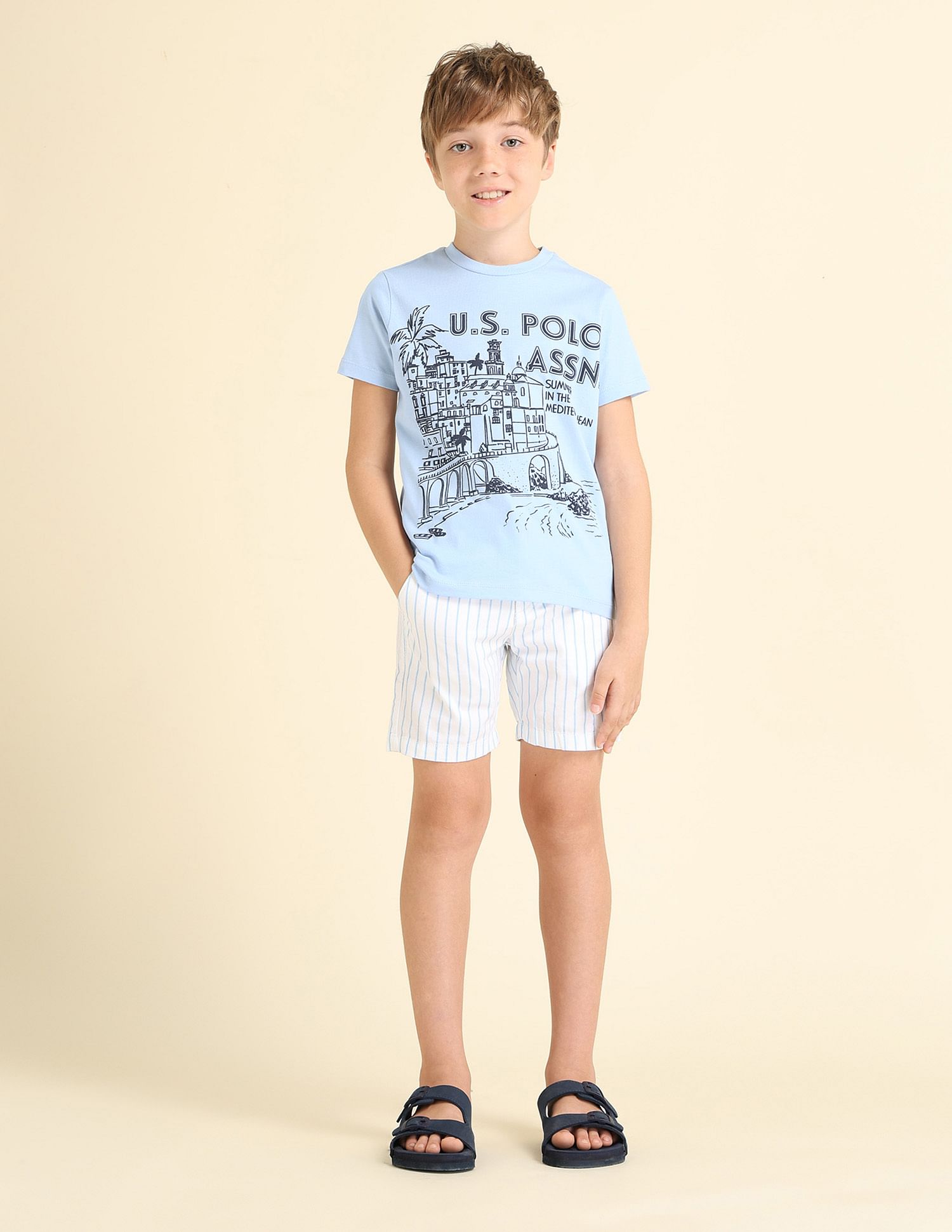 U.S. Polo Assn. Kids Boys Brand Printed Regular Fit T-Shirt