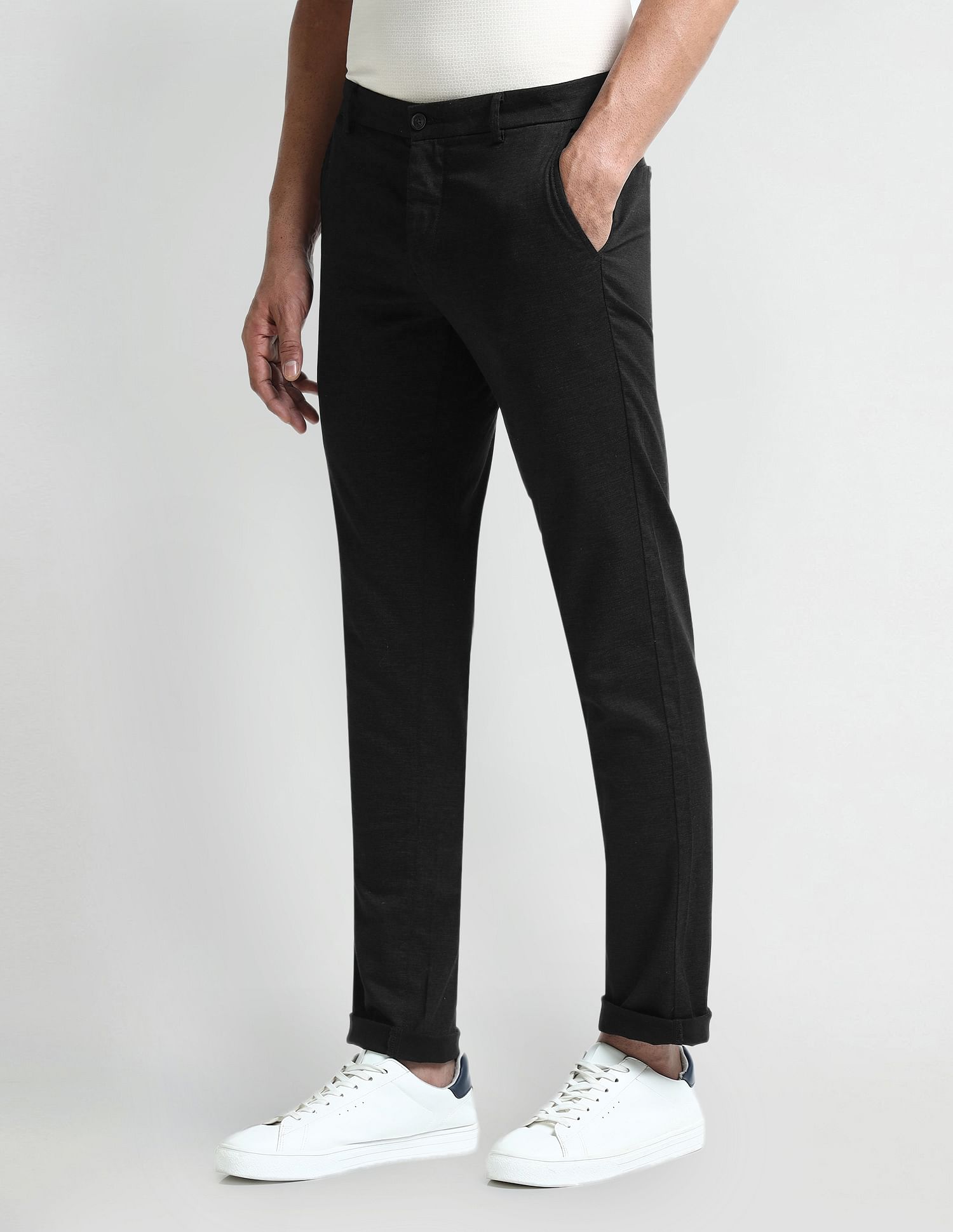 Arrow Sport Mid Rise Slim Fit Trousers