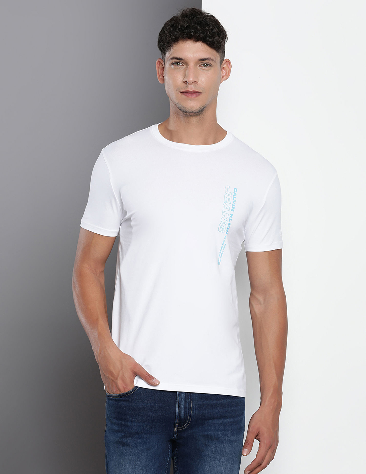 Calvin Klein Brand Print Cotton Stacked Logo T-Shirt