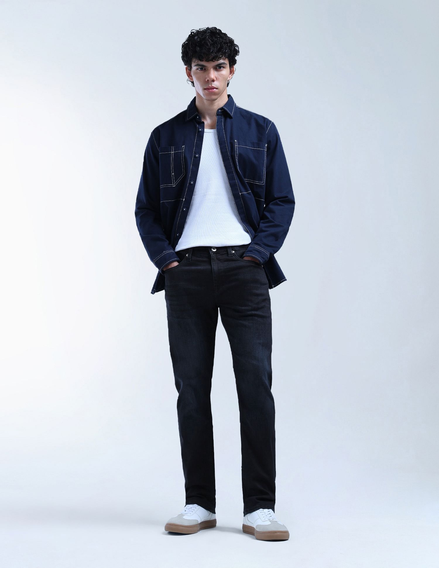 Flying Machine Slash Slim Tapered Fit Light Washed Jeans