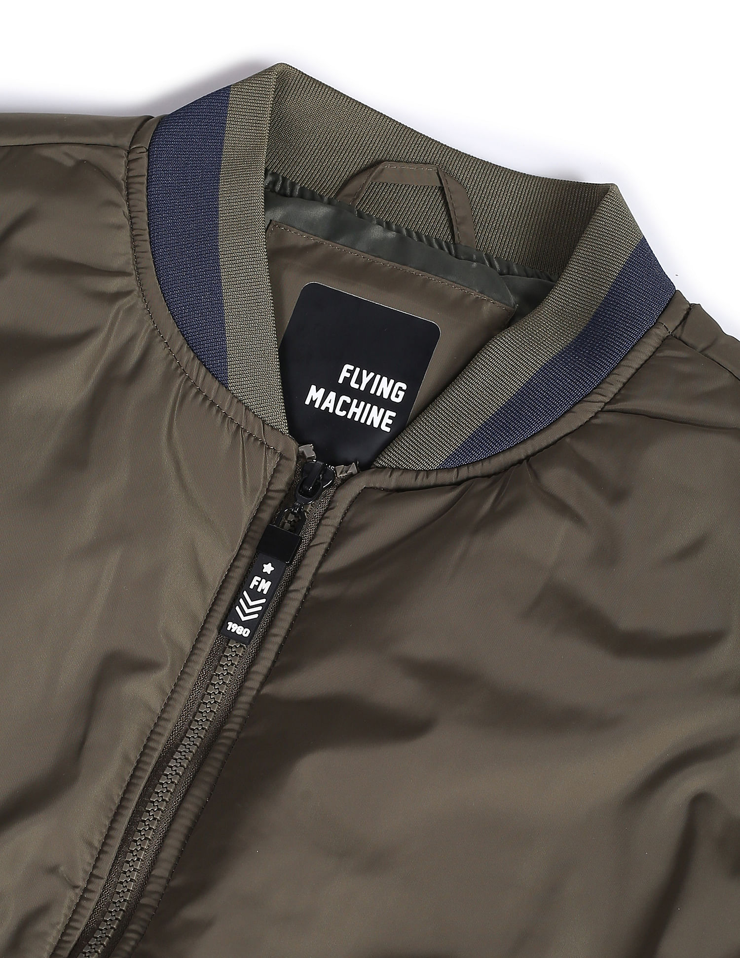 Flying Machine Stand Collar Colour Block Bomber Jacket