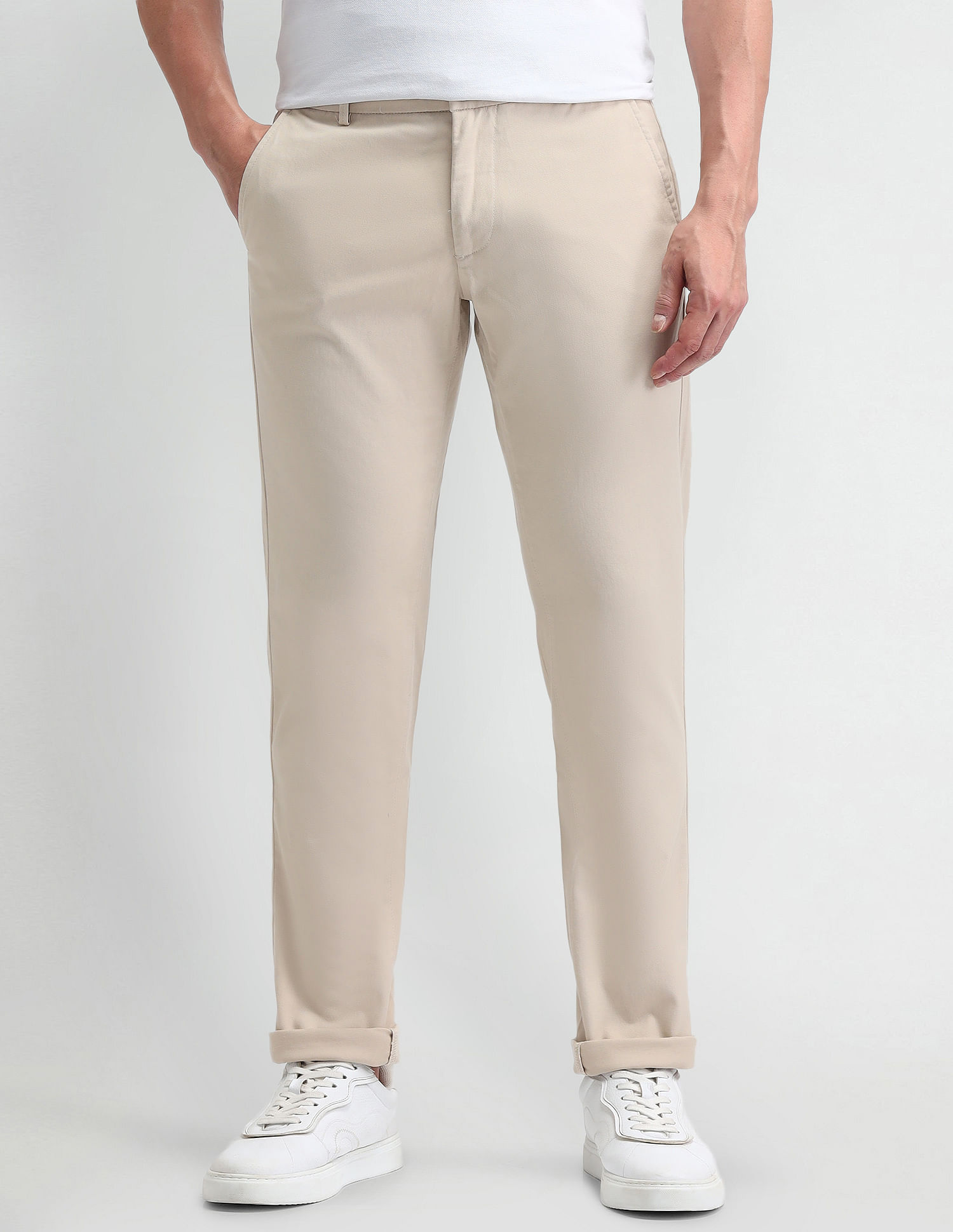 Arrow Sport Slim Fit Flat Front Trousers
