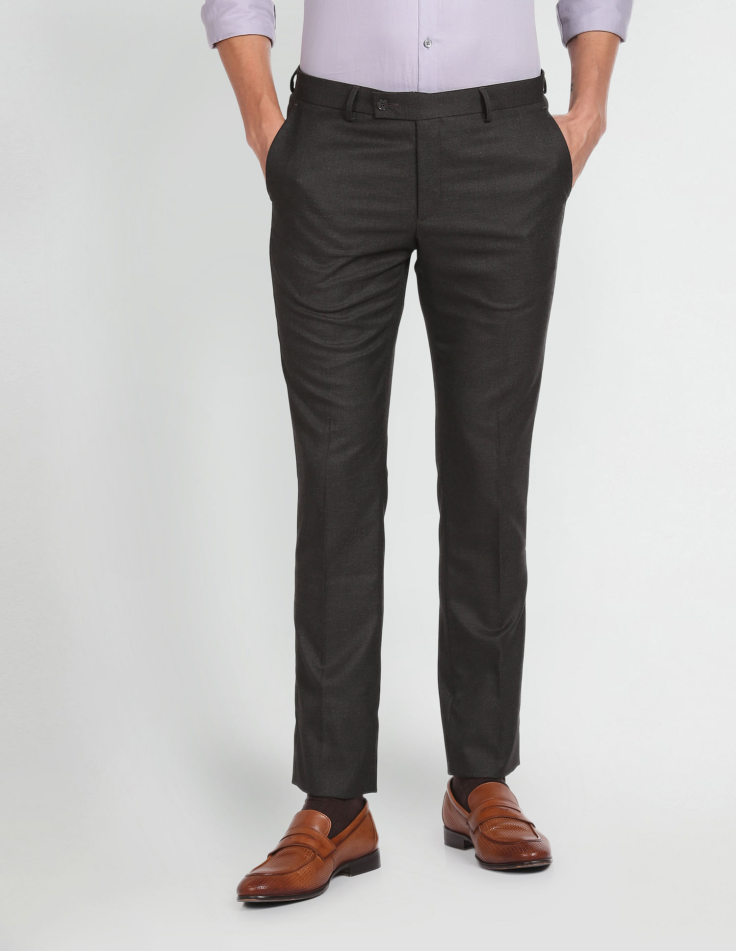 Arrow Hudson Tailored Fit Heathered Formal Trousers