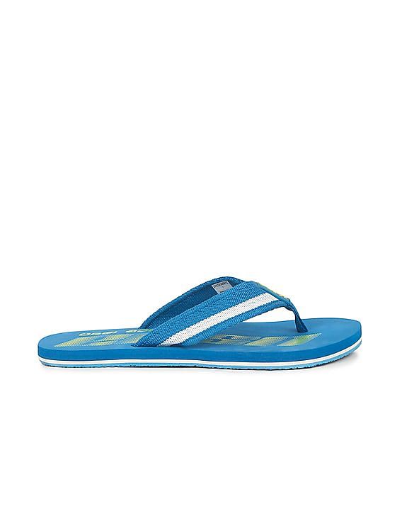 Blue and best sale white flip flops