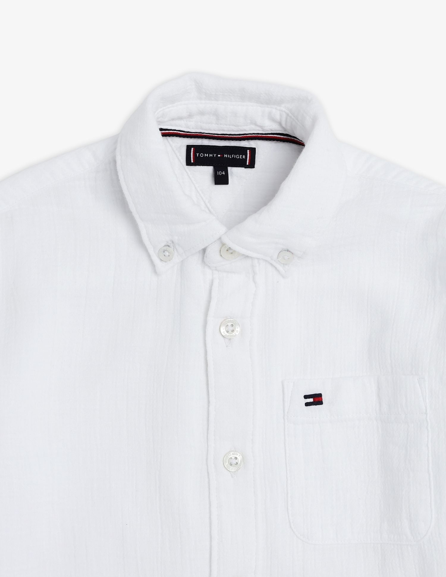 Tommy Hilfiger Kids Boys Solid Regular Fit Seersucker Woven Shirt