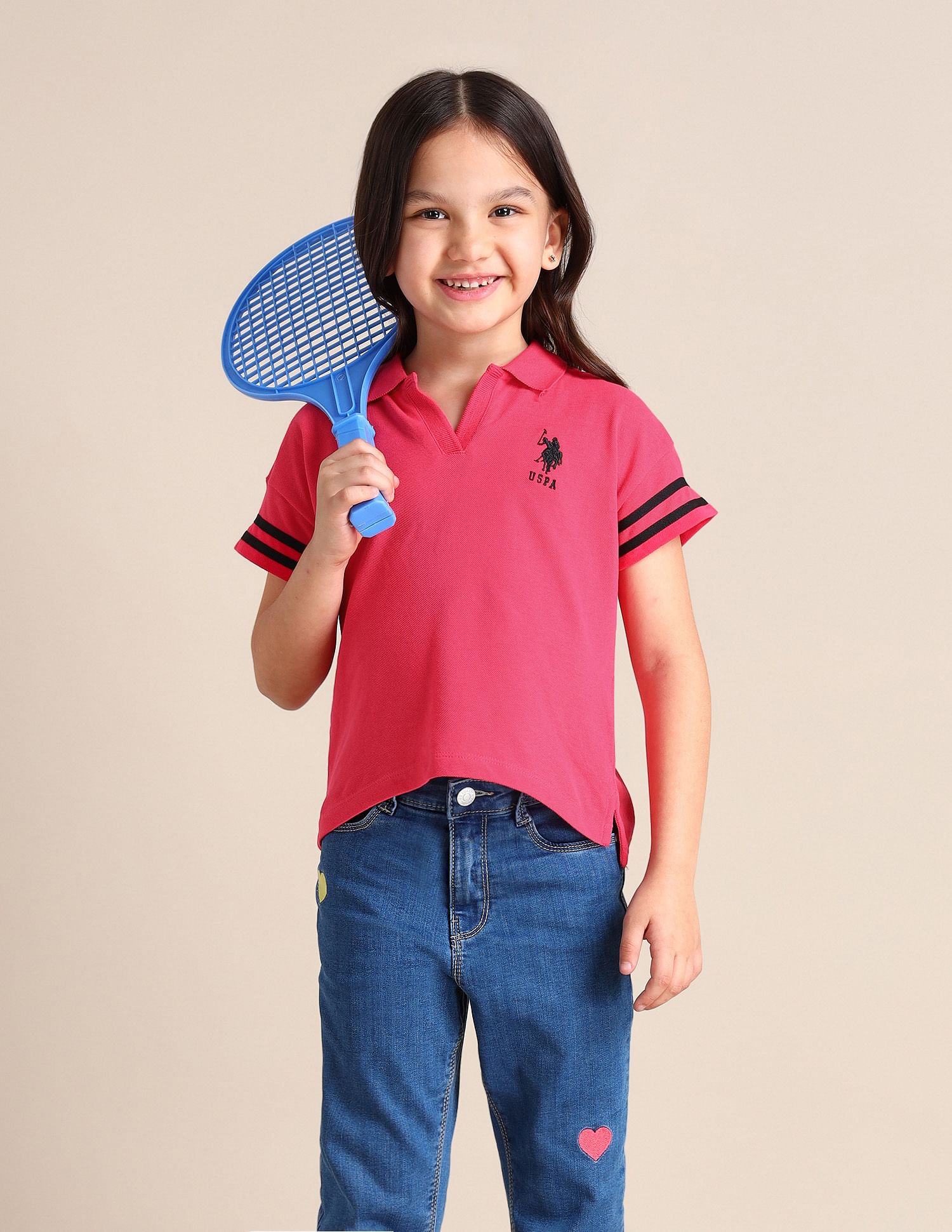U.S. Polo Assn. Kids Girls Striped Polo Shirt