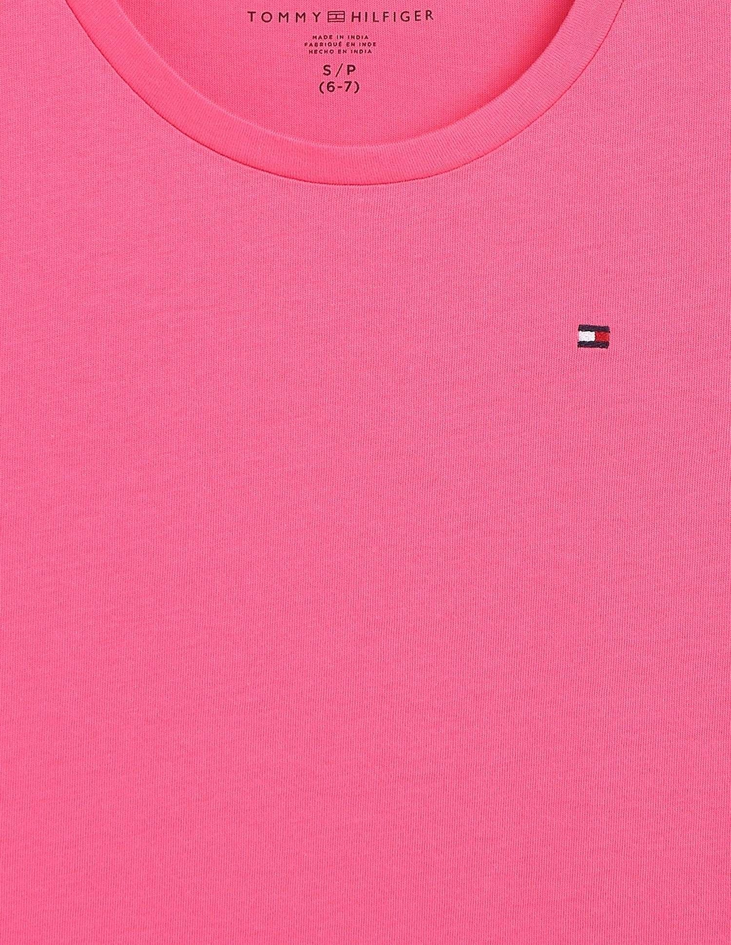 Tommy Hilfiger Kids Girls Solid Regular-Fit Cotton T-Shirt