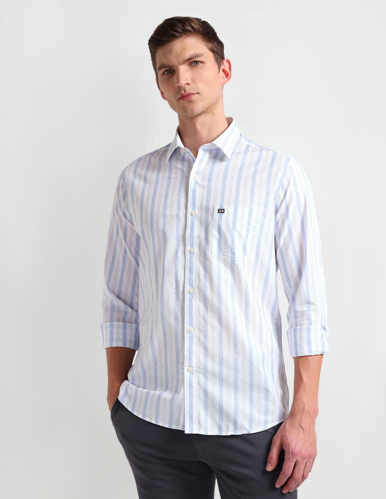 Arrow Sports Vertical Stripe Slim Fit Shirt