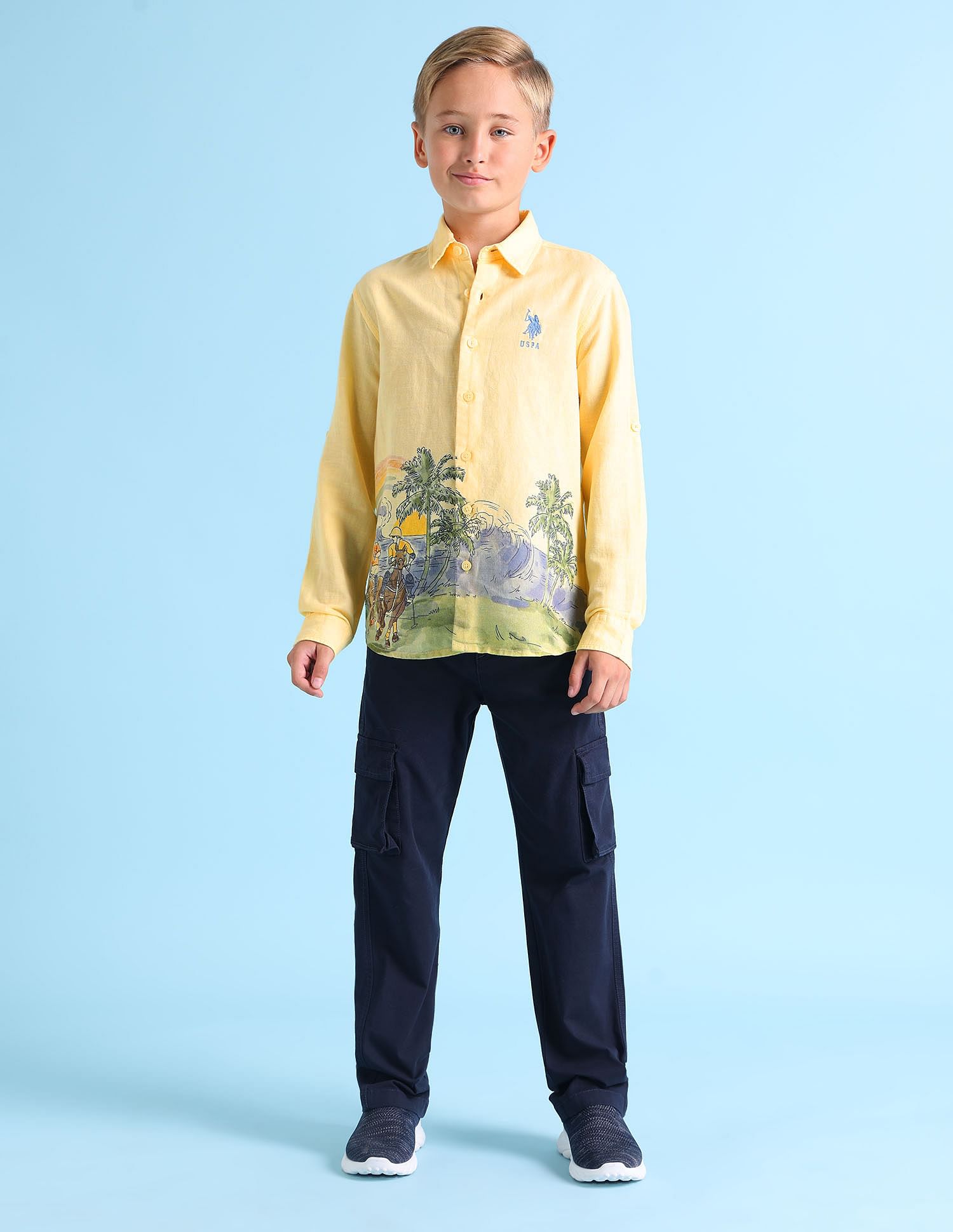 U.S. Polo Assn. Kids Boys Print Camp Shirt