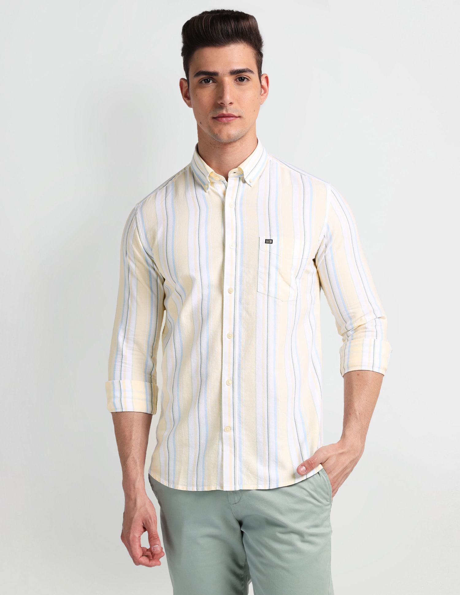 Arrow Sports vertical Stripe Oxford Shirt