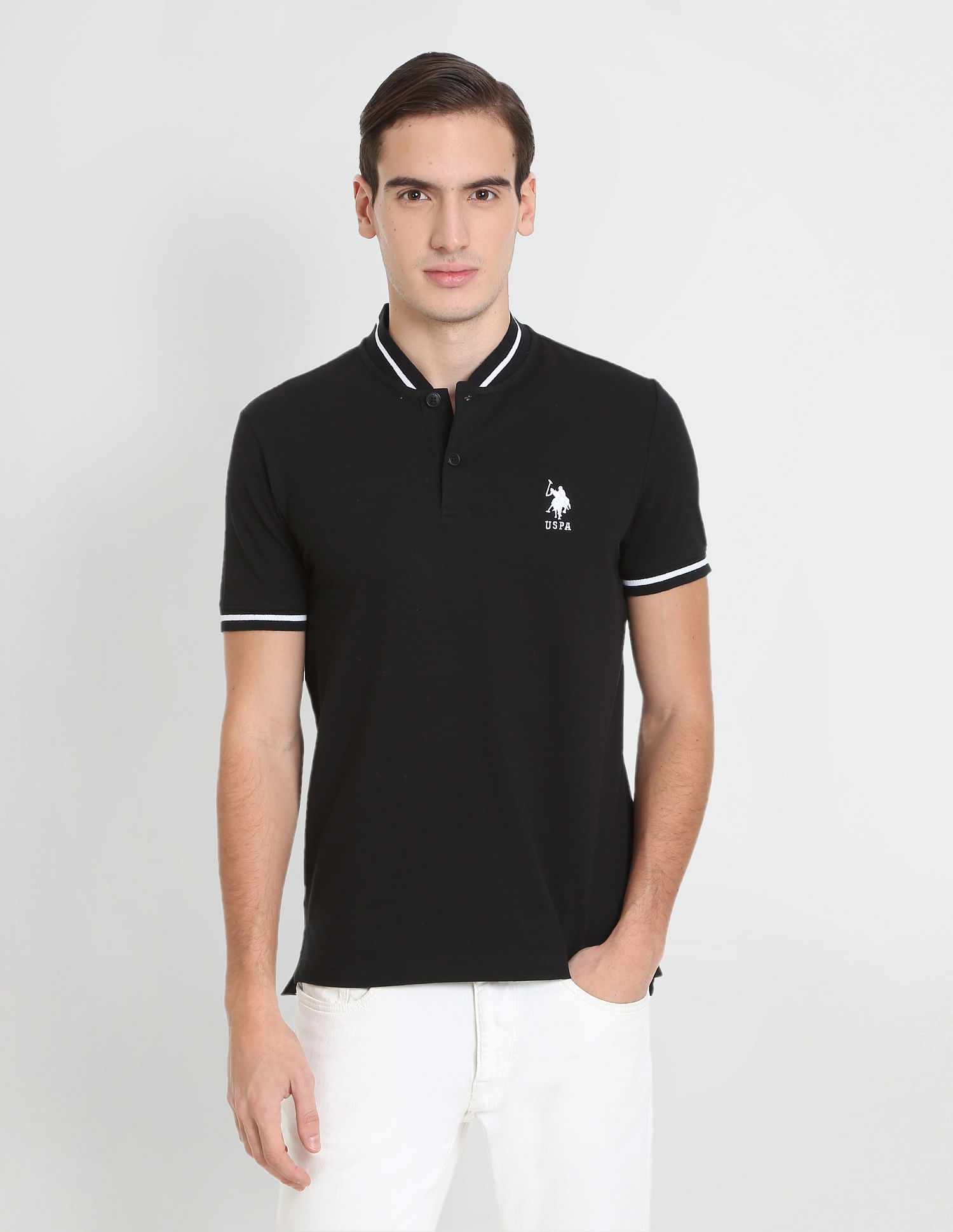 U.S. Polo Assn. Denim Co. Stand Collar Stretchable Polo Shirt