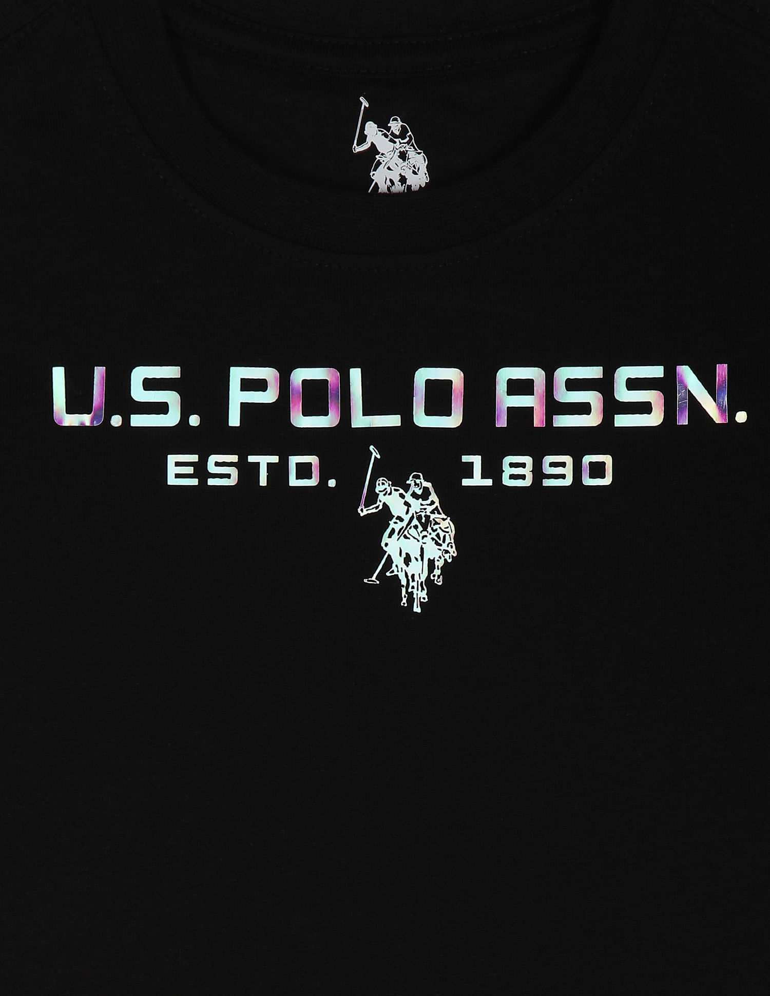 U.S. Polo Assn. Kids Crew Neck Metallic Print Cotton T-Shirt