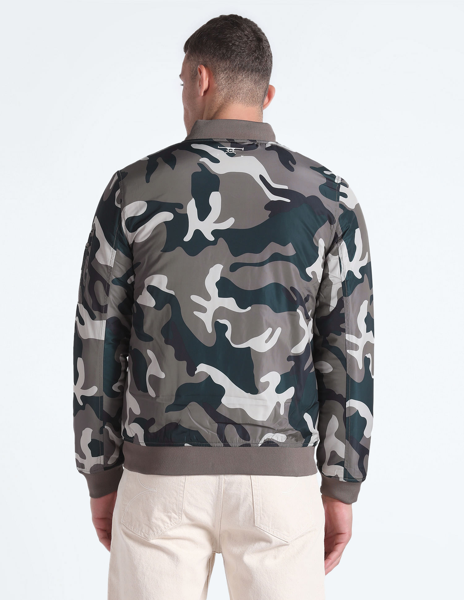 Flying Machine High Neck Camouflage Bomber Jacket