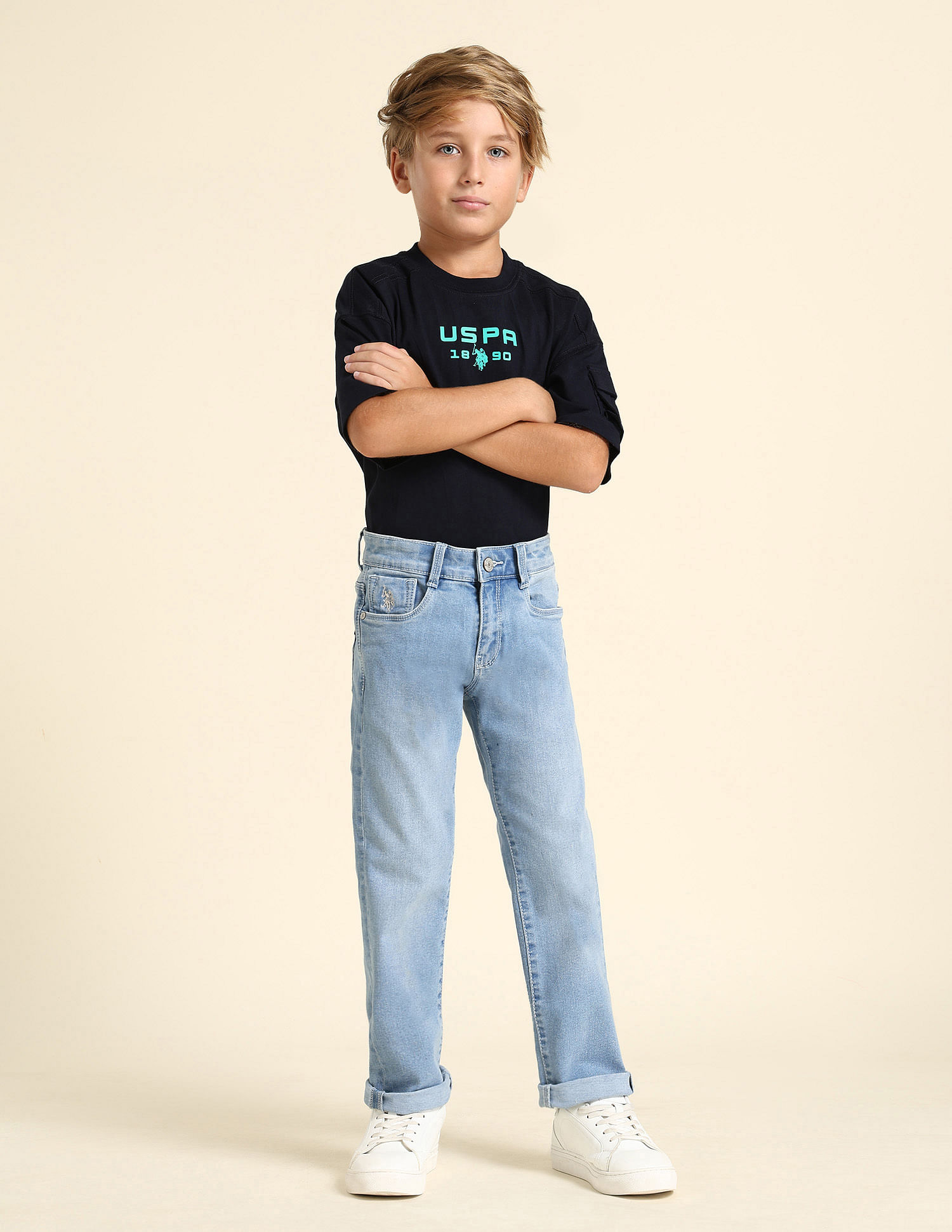 U.S. Polo Assn. Kids Boys Relaxed Fit Blue Jeans