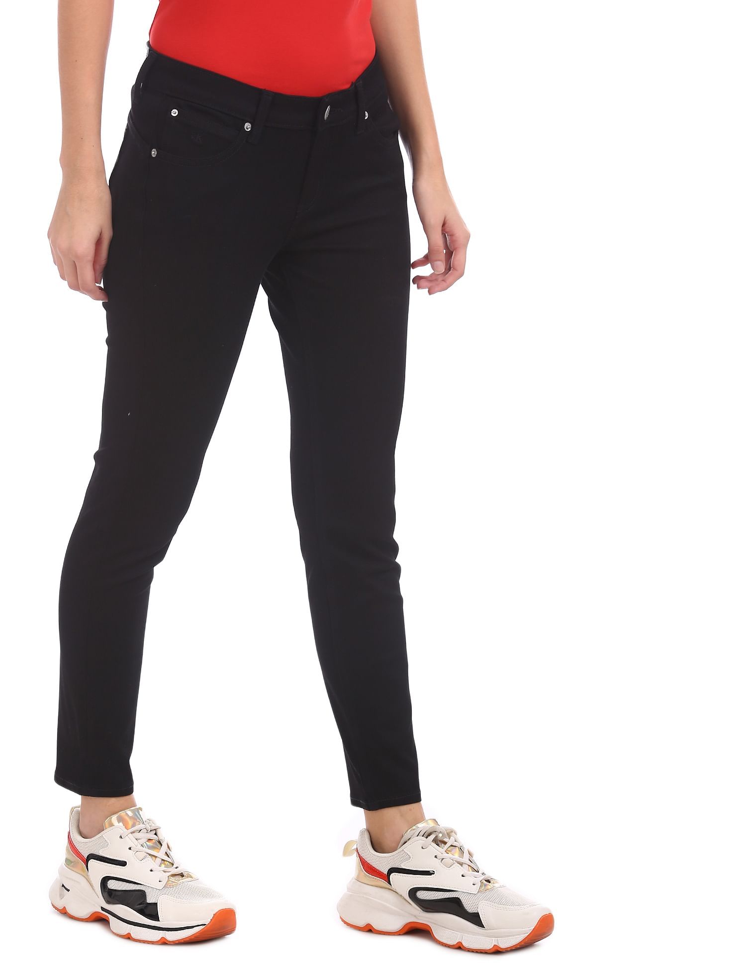 Buy Calvin Klein Women Black Skinny Fit High Waist Rinsed Stretch Jeans NNNOW