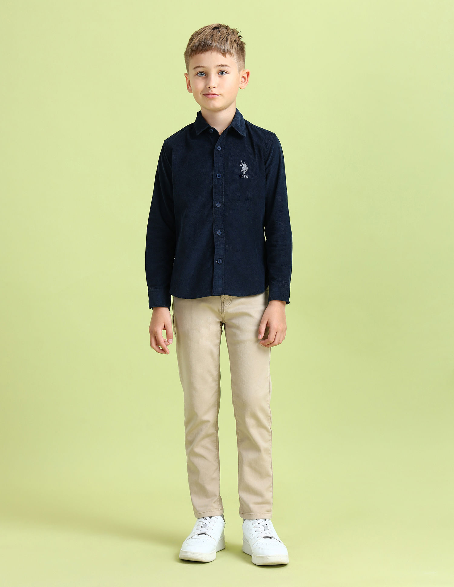 U.S. Polo Assn. Kids Boys Textured Regular Fit Shirt