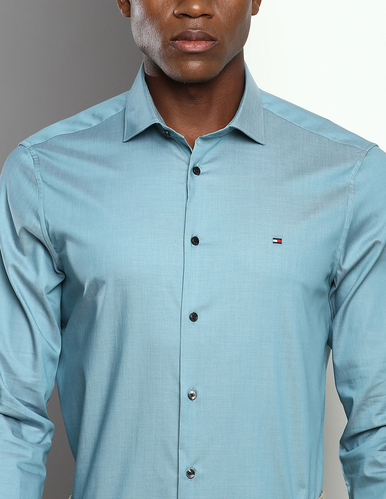 Buy Tommy Hilfiger Spread Collar Twill Solid Shirt