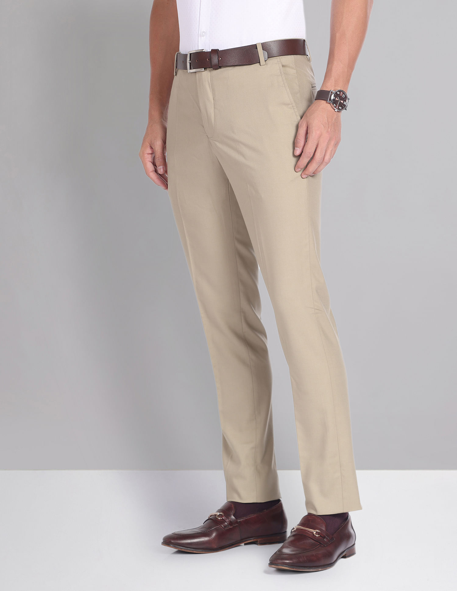 AD by Arvind Slim Fit Men Blue Trousers - Buy AD by Arvind Slim