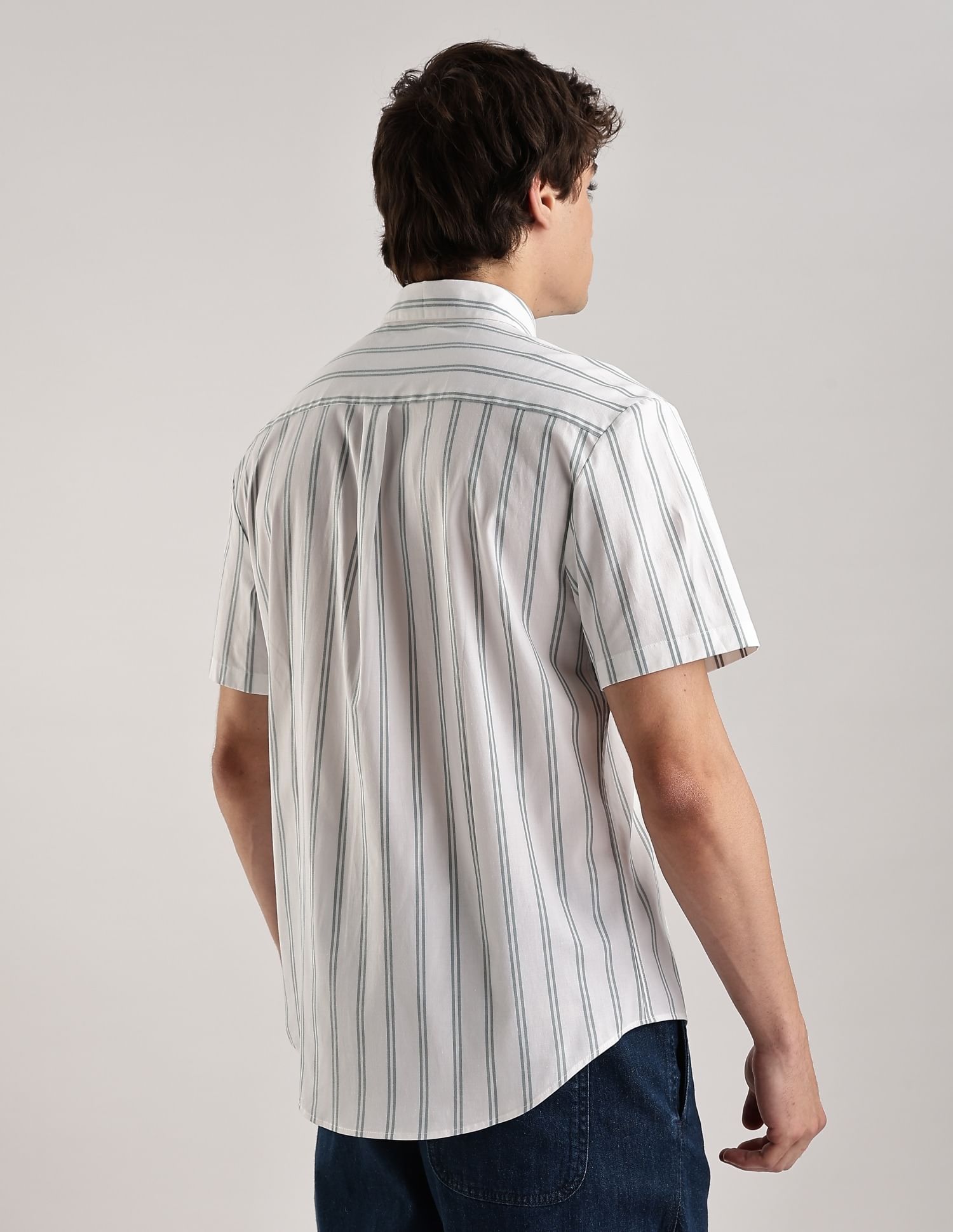 Calvin Klein Jeans Striped Regular-Fit Poplin Woven Shirt