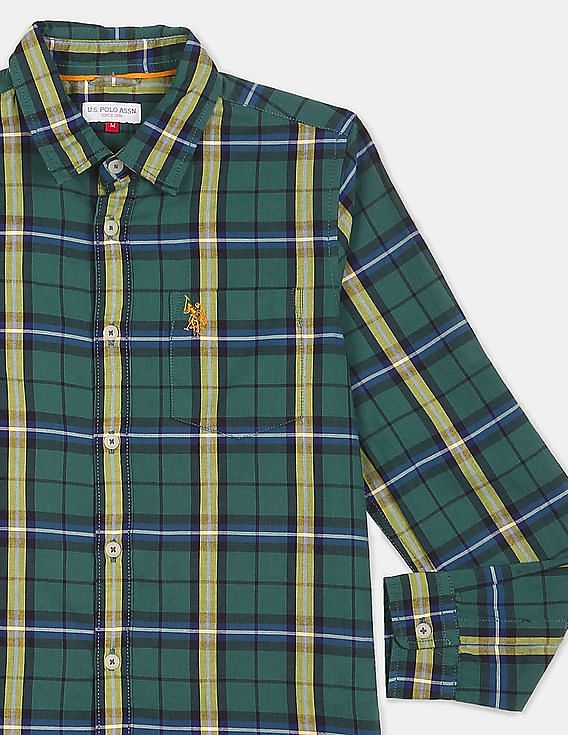 U.S. Polo Assn. Kids Boys Spread Collar Check Shirt
