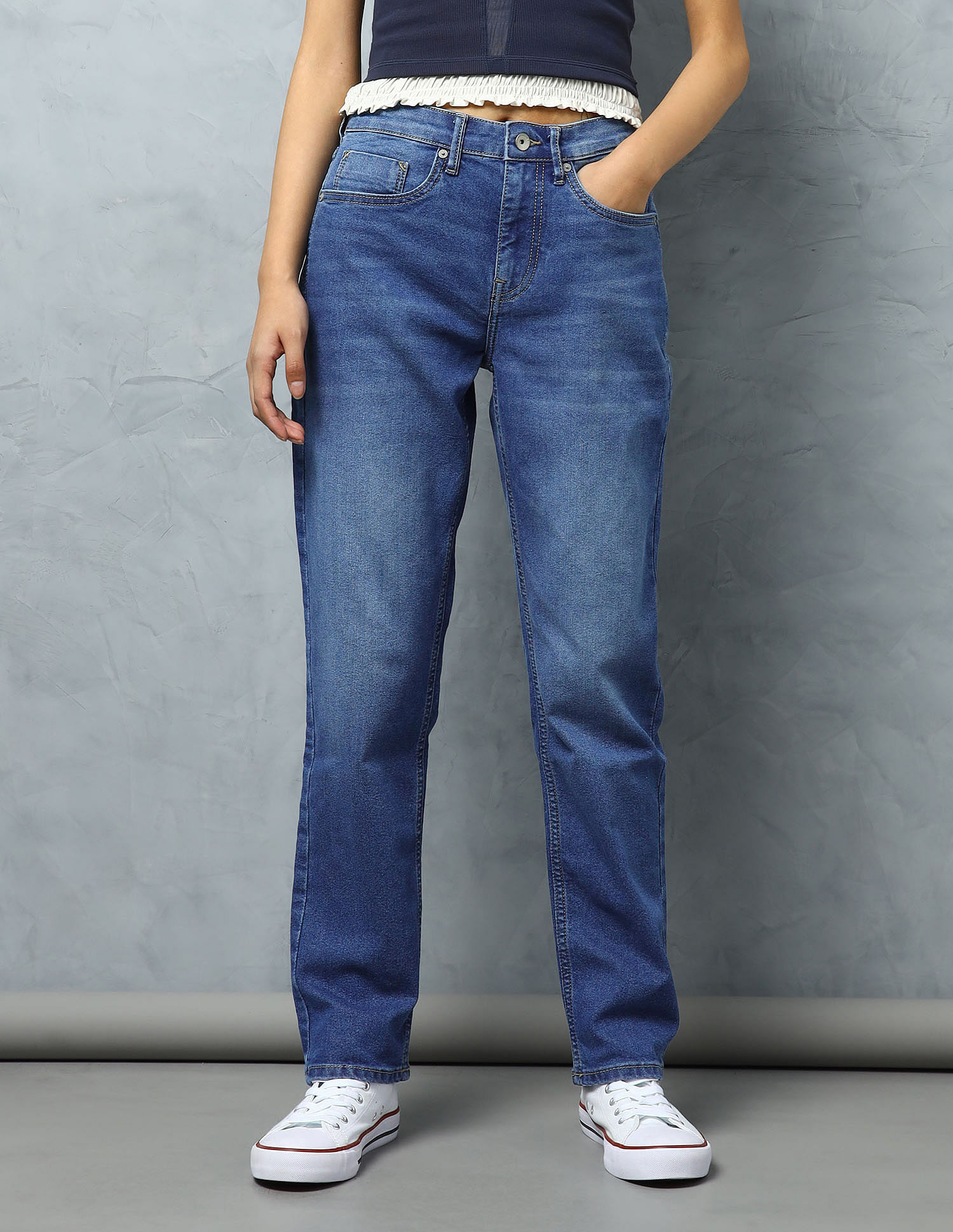 Flying Machine Women High Rise Straight Fit Jeans