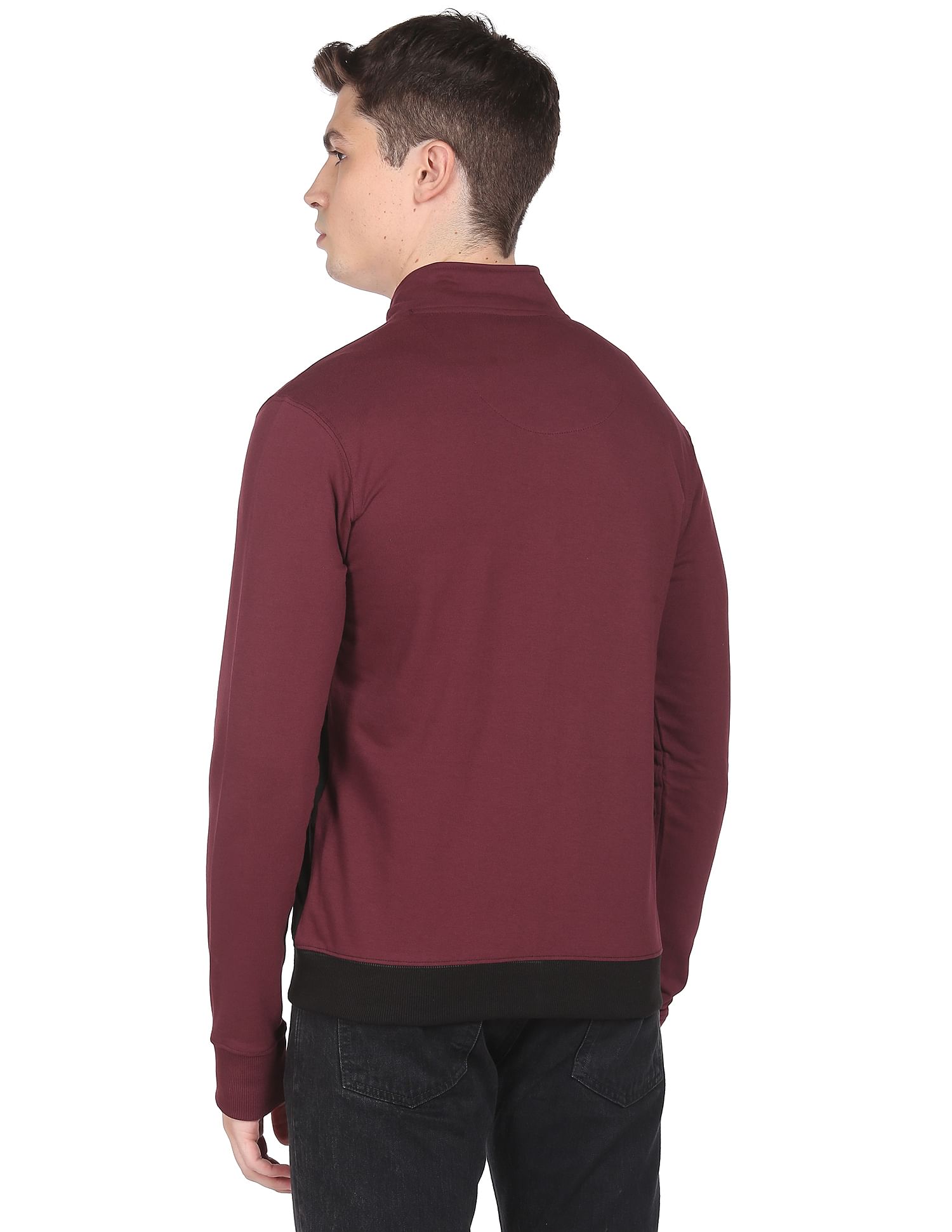 Arrow Sports High Neck Colour Block Sweatshirt