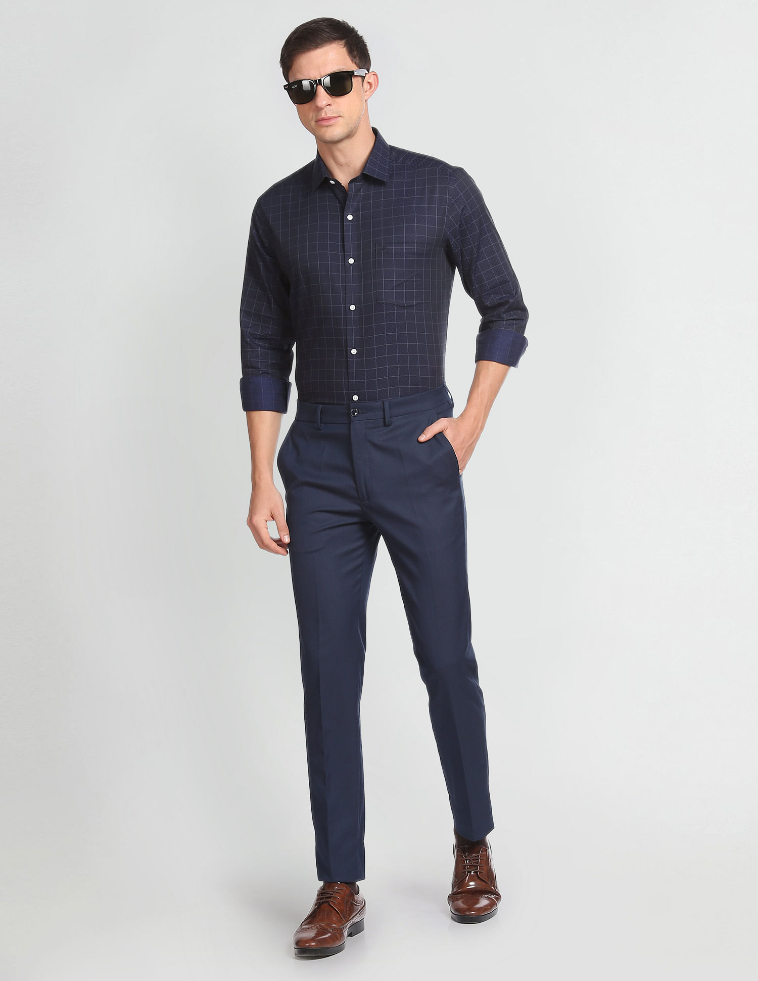 Arrow Pure Cotton Windowpane Check Shirt