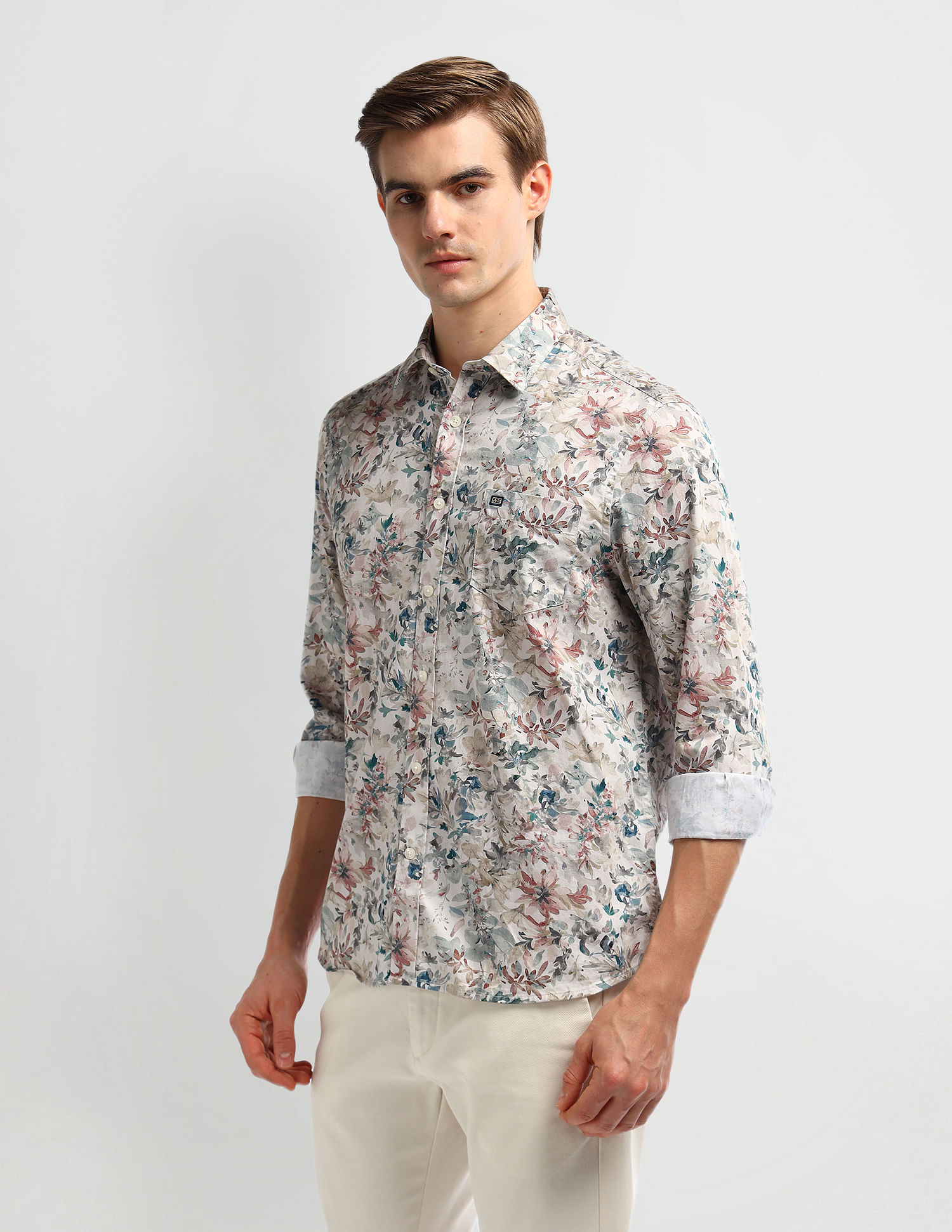 Arrow Sport Floral Print Cotton Shirt