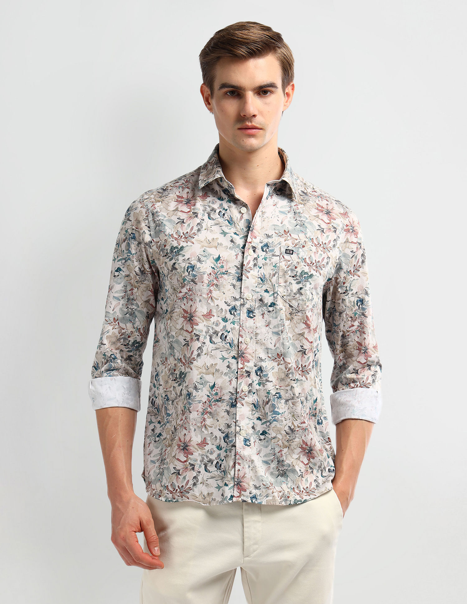 Arrow Sport Floral Print Cotton Shirt