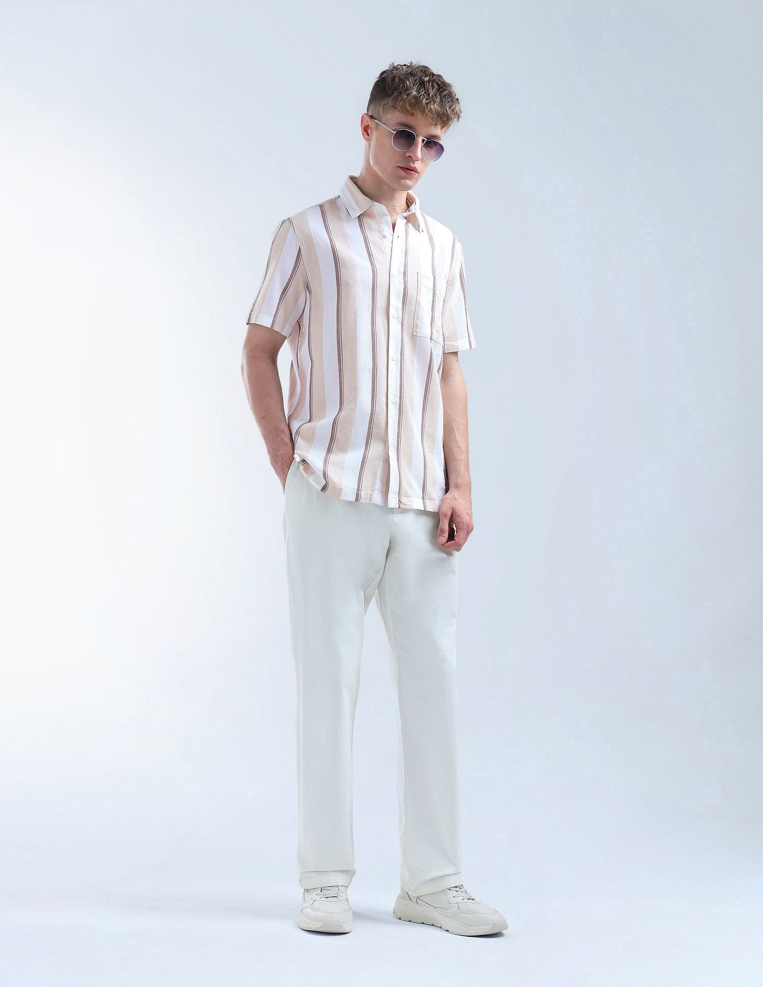 Flying Machine Vertical Striped Color Of Home Shirt