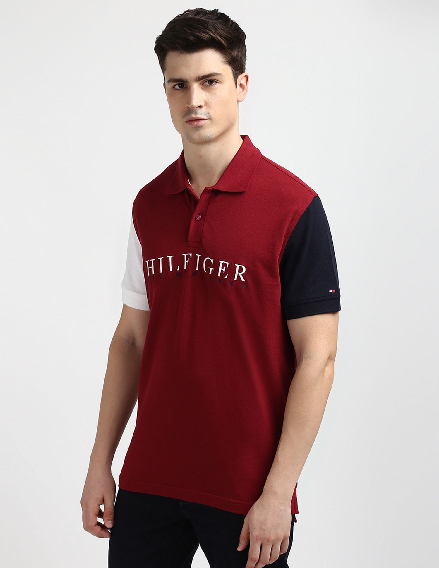 Tommy Hilfiger Colour Block Embroidered Polo Shirt