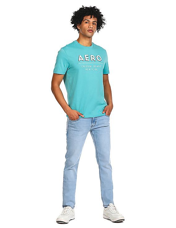 Buy AEROPOSTALE Men Light Green Crew Neck Appliqued Logo T-Shirt