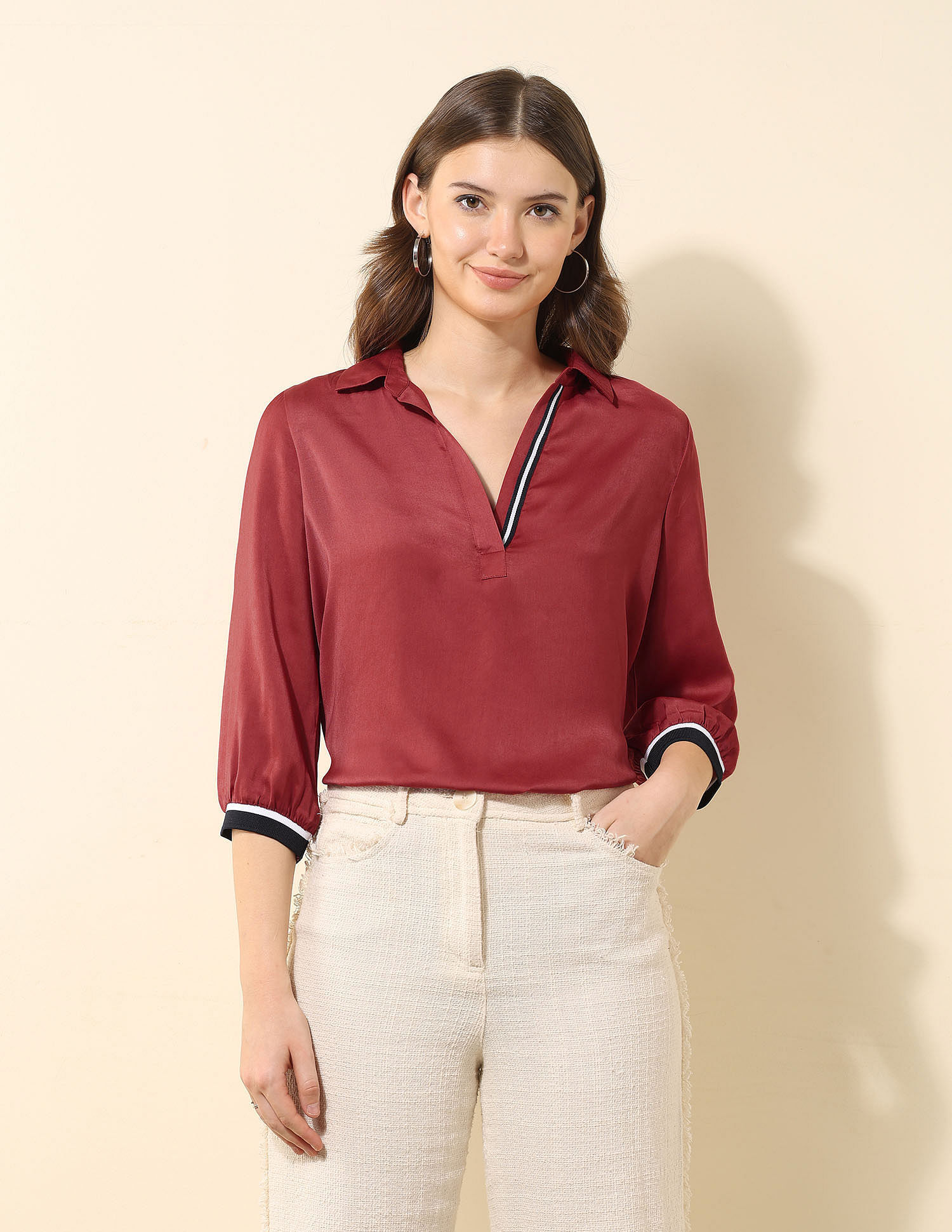 U.S. Polo Assn. Women Satin Solid Shirt