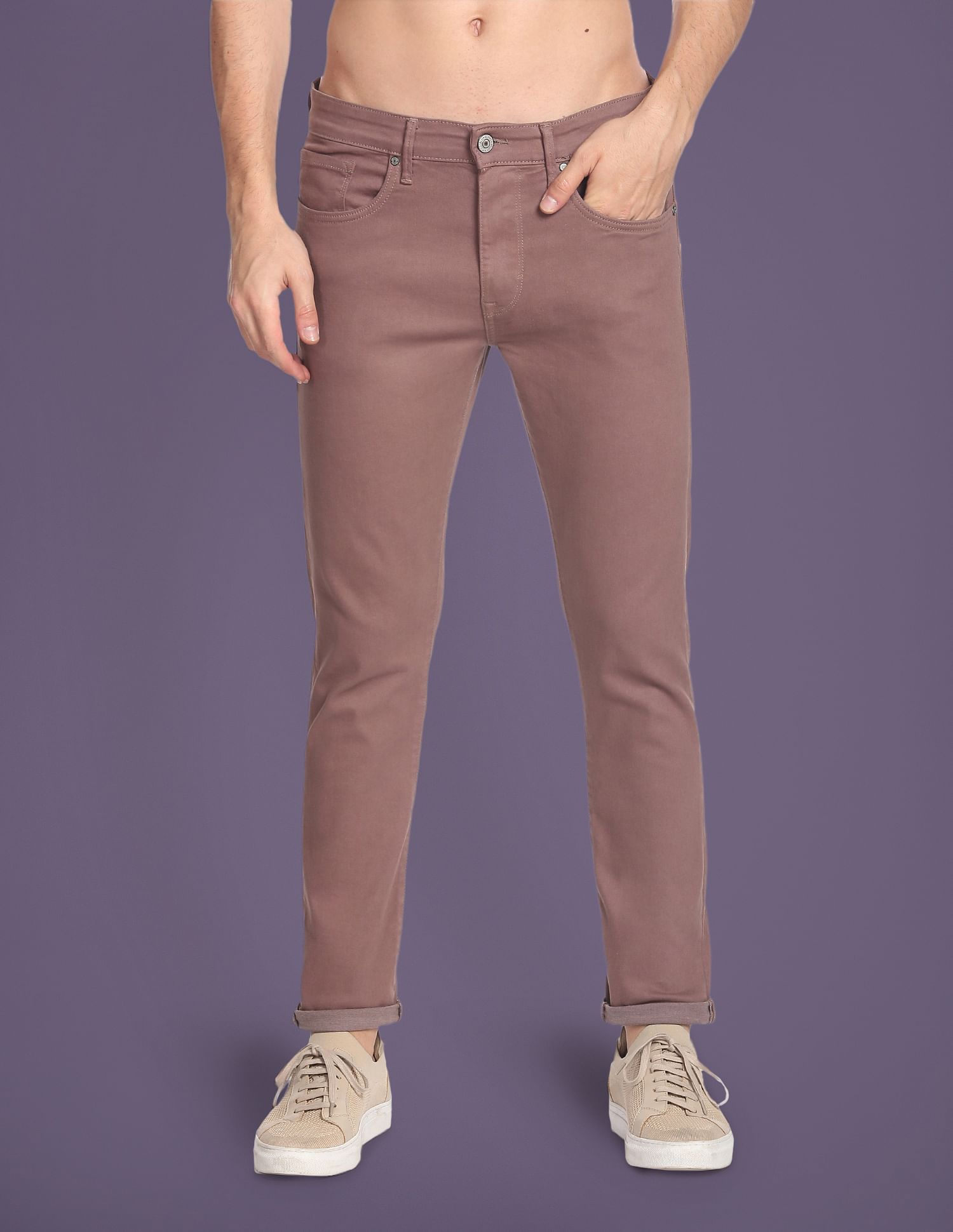 Flying Machine Slash Slim Tapered Clean Look Coloured Jeans