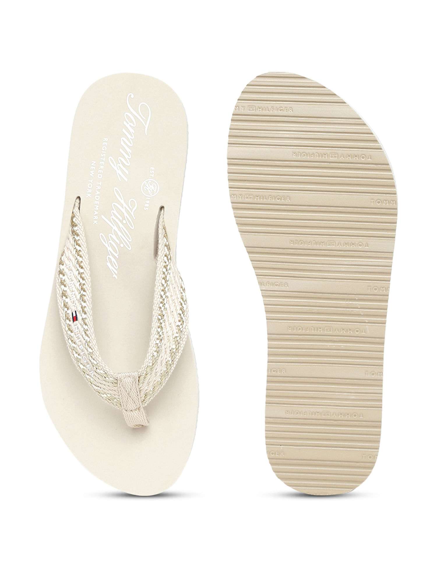 Tommy hilfiger store white flip flops