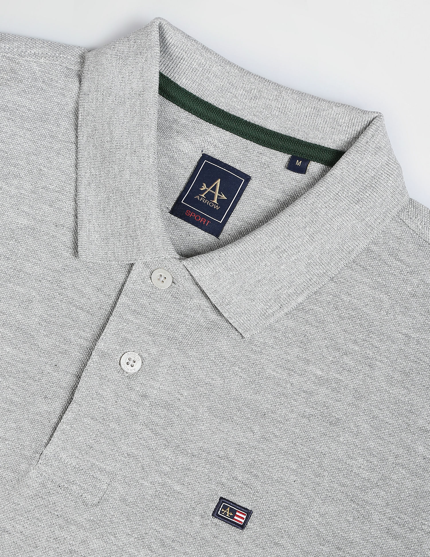 Arrow Sports Ribbed Cuff Heathered Polo Shirt